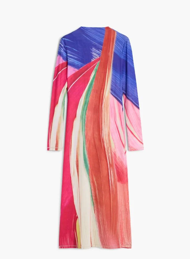 Desigual multicolor abstract print Arty Knit Dress for Women | Best Price UAE